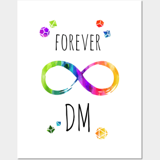 Forever DM - rainbow & black - LGBTQ+ ttrpg dice Posters and Art